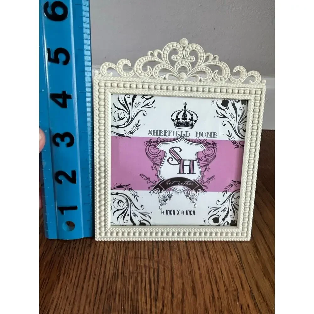Sheffield Home White Ornate Crown Scroll 4x4 Picture Frame